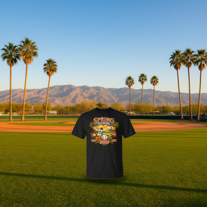 T-shirt da baseball vintage con tramonto per l'allenamento primaverile 2026 - Abbigliamento promozionale stile retrò - Product Image 3