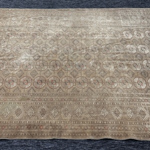 Turkish Area Rug 5.4x6.1 ft (165x185 cm), Kilim <b>Brown</b> Geometric Vintage Rug - Product Image 5