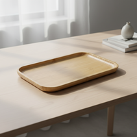 Plateau de service carré en bambou durable de qualité supérieure 3203031-26X16, résistant au lave-vaisselle, pour service à thé