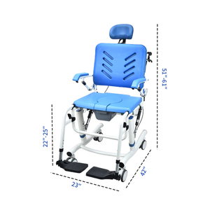 <span class=keywords><strong>Silla</strong></span> de Inodoro Reclinable y Ajustable <span class=keywords><strong>con</strong></span> <span class=keywords><strong>Ruedas</strong></span> <span class=keywords><strong>para</strong></span> Personas Mayores, <span class=keywords><strong>para</strong></span> Uso Junto a la Cama, Ducha e Inodoro, Diseño Seguro y Estable - Product Image 4