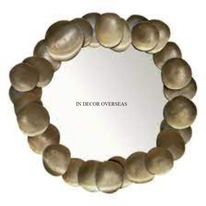 Espejo de pared decorativo para el hogar de forma redonda con marco de Metal de diseñador atractivo de flores chapadas en oro de alta calidad más vendidas de La India - Product Image 3