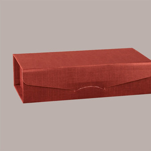 Boîte cadeau de luxe en papier Bordeaux effet soie pour 2 bouteilles 340x180x90 mm, lot de 10 pièces pour cadeaux haut de gamme - Product Image 1