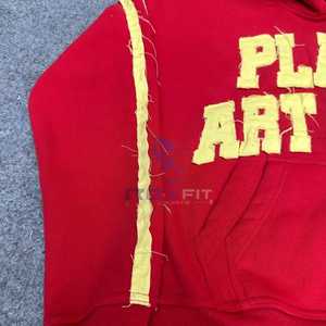 Sudadera con capucha de lana extragrande con estilo para hombre con manga estampada y cremallera completa, diseño deportivo bordado para colocación de logotipo frontal de invierno - Product Image 2