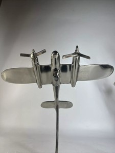 Retro estilo Art Deco aluminio pulido turbohélice avión escultura escritorio avión decoración mediados de siglo moderno decorativo - Product Image 5