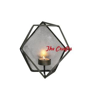 Porte-bougie mural de design classique en fer noir et or, porte-bougie mural suspendu à prix abordable - Product Image 2