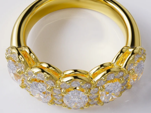 2.40 Carat Five Stone Engagement Ring Lab Grown Oval Cut <b>Diamonds</b> with Halo / 5 Stone <b>Anniversary</b> Ring - Product Image 2