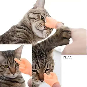 Teasing <b>Cat</b> Funny Hands Massage Tool Interactive Pet Movement Toy Finger Silicone <b>Glove</b> Set - Product Image 2
