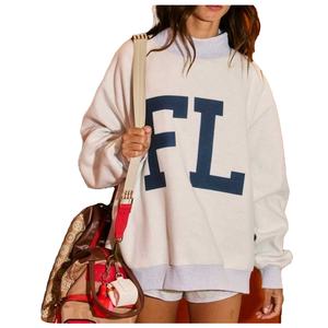 Sudadera de cuello alto para mujer, holgada, informal, de felpa, transpirable, ecológica, de color liso, personalizable, Colección Otoño 2026 - Product Image 1