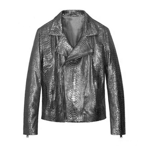 OEM Custom Cowhide <b>Genuine</b> 100% Leather Windproof Cotton <b>Nylon</b> Jacket Zipper Closure Men Leather Jacket - Product Image 4