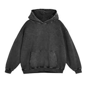 Logotipo personalizado impresión bordado en blanco para hombre de peso pesado sudaderas con capucha Vintage 450 GSM ácido lavado francés Terry peso pesado algodón - Product Image 4