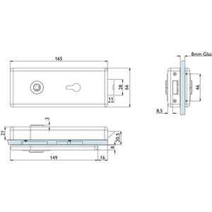 Hermat 6083 PZ-Genova ชุดล็อคประตูกระจกสแตนเลสแบบด้าน ผลิตภัณฑ์สมาร์ทโฮม รองรับมาตรฐาน DIN ซ้าย/ขวา - Product Image 3