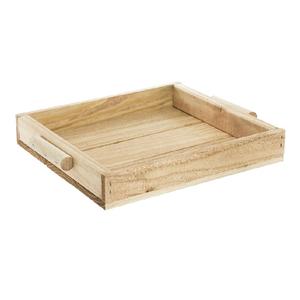 Bandeja de madera decorativa rectangular hecha a mano con acabado pulido y asa para servir alimentos - Product Image 5