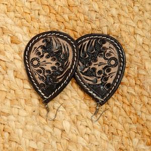 Recién llegado, pendientes de cuero tallados a mano de estilo occidental para mujer, bonitos pendientes de lágrima a la moda, joyería de moda de cuero - Product Image 4