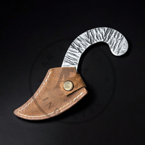 Couteau Kiridashi japonais à lame incurvée en acier inoxydable, étui en cuir, couteau à travailler le cuir, tranchant comme un rasoir, facile à utiliser, EDC, vente en gros, AR - Product Image 3