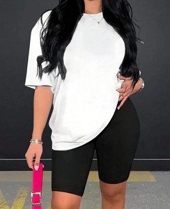 ชุดเสื้อผ้าผ้าฝ้าย2ชิ้นสำหรับผู้หญิงชุดกางเกงขาสั้นผ้าฝ้าย100% ใหม่ระบายอากาศได้ดี - Product Image 3