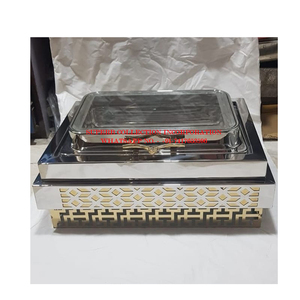 Hammered Copper Finish Round Chafing Dish With <b>Roll</b> Top Lid And Stainless Steel Stand For Hotel Buffet Catering And Events - Product Image 2