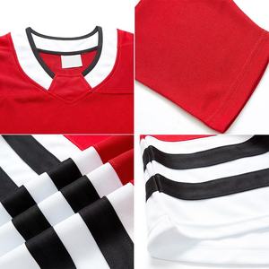 Jersey de Hockey sobre Hielo Personalizado, Uniforme de Equipo a Rayas Rojas, Negras y Blancas, Logotipo Personalizado, Nombre del Jugador, Número 22, Ropa de Entrenamiento Profesional - Product Image 2