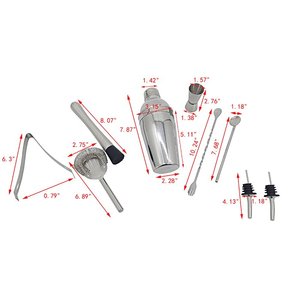 Elegant Stainless Steel Cocktail Shaker Barware <b>Set</b> for Mixing Cocktails, Mocktails and Drinks at Home - Product Image 2