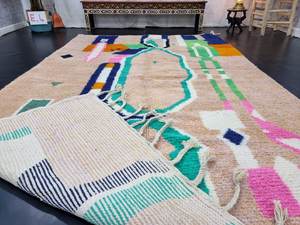 Alfombra marroquí Beige personalizada Beni Ourain Alfombra de lana hecha a mano auténtica Shag Gorgeous Boho Area alfombra a precio al por mayor - Product Image 4