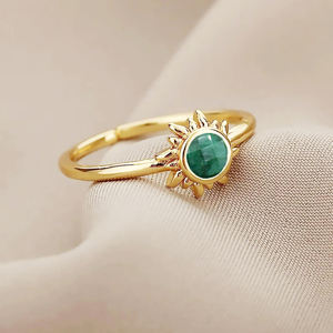 Bezel <b>Set</b> Birthstone <b>Ring</b> 925silver <b>Ring</b> Gold Vermeil 925 <b>Sterling</b> <b>Silver</b> Dyed Emerald Gemstone 6mm Size Trendy Round 5 Pcs N/A - Product Image 2