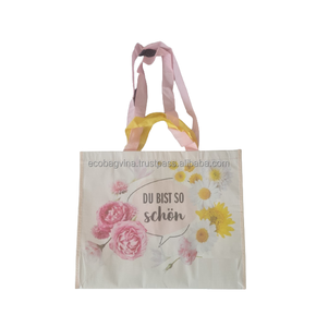 Sacs fourre-tout réutilisables avec logo personnalisé écologique PP et RPET tissé recyclables pour vêtements élégants, shopping ou cadeaux - Product Image 3