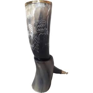 เขาแกะแกะสลักคุณภาพสูงสำหรับดื่ม พร้อมขาตั้ง ขอบทองเหลือง ทำจากเขาแกะจริง พร้อมจำหน่าย ดีไซน์ทันสมัย - Product Image 6