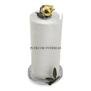 Gold Plated Pomegranate And <b>Black</b> Color Metal Leaves Designer For Silver Shiny Polished Stainless Steel Paper <b>Towel</b> <b>Holder</b> - Product Image 3
