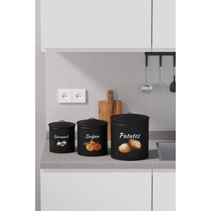 Cubo de Almacenamiento de Metal Negro de 3 Niveles para Papas, Cebollas y Ajos con Tapa Metálica (Negro/Negro) - Product Image 4