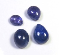 Cabochon de Tanzanite de Haute Qualité 10-15mm Bleu Lisse Pierre Précieuse Naturelle 29 Carats Effet de Couleur Coupe Ovale/Poire Lot en Gros Pierres Brutes