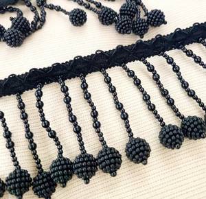 Handmade 90cm Long 3inch Wide Pearl Beads Beaded Fringe, <b>Black</b>, White Pearl Beads Beaded Fringe, <b>Lampshade</b> Fringe - Product Image 4