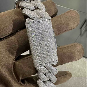 VVS Moissanite 925 Pulsera de plata esterlina 20MM 8 pulgadas Chapado en oro blanco Colgantes y dijes finos - Product Image 1