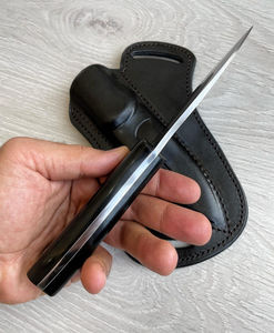 Couteau de chasse et Bowie de haute qualité en acier inoxydable de 8 pouces, à lame pleine, pointe clip, bord dentelé, manche en cuir personnalisable, OEM - Product Image 6