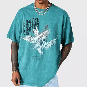 2026 fabrication en usine Logo personnalisé T-shirt tendance en coton épais pour hommes avec manches pour hommes T-shirt bouffant pour hommes - Product Image 6