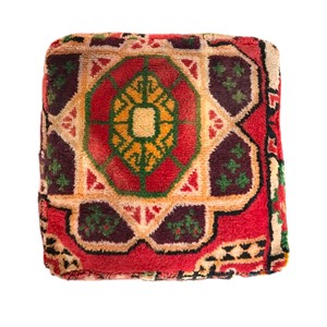 Pouf rectangulaire moderne en coton fait main, coussin de sol à motif géométrique abstrait, rouge multicolore, décoration de salle de bain - Product Image 1