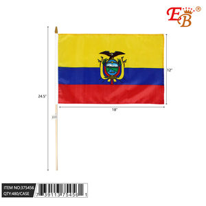 Bandera de Ecuador de 12"X18" con Logotipo Personalizado, Impresión Digital, Bandera de Coche Arcoíris, Material de Nailon/Poliéster/Plástico, Modelo 375456 - Product Image 1