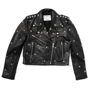 Chaqueta de moto deportiva de cuero genuino a la moda para mujer, Chaqueta corta informal, detalles negros, piel de oveja XL estampada de punto OEM - Product Image 1