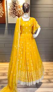 Robe longue brodée pour femme, vêtement de fête indien, tenue de mariage, à la mode, 2022 - Product Image 2