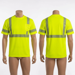 T-shirt de travail de sécurité en polyester premium 180 GSM, jaune fluo, avec panneau réfléchissant, impression personnalisée du logo - Product Image 1