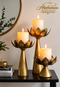 Juego de 3 Portavelas de Acero Inoxidable/Metal Dorado, Soporte Decorativo de Metal para Velas, para Decoración de Mesa en Hogar, Bodas y Hoteles - Product Image 4