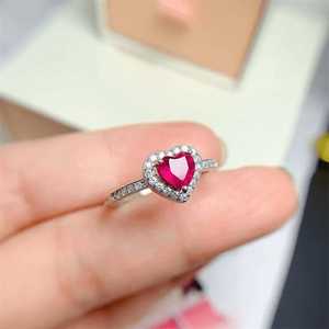 Thanh Lịch Cổ Điển Của <span class=keywords><strong>Ruby</strong></span> Kim Cương Quầng Nhẫn Thời Trang Hình Trái Tim Moissanite Xung Quanh Đá Cho Đám Cưới Engagement Party Quà Tặng - Product Image 2