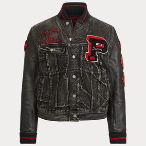 Veste en jean vintage pour homme, style varsity, avec patchs, streetwear décontracté, vêtements d'extérieur tendance, coupe classique - Product Image 3