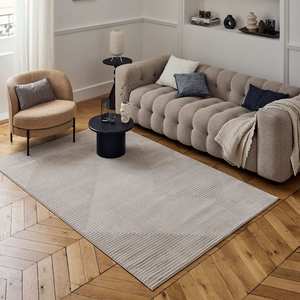 Juego de Alfombras de Área con Patrón Geométrico en Beige-Crema Carmel, Colección 6050 - Product Image 4