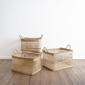 <b>Basket</b> Straw Seagrass Bins Hand Weaving Best Price Grass Straw Raffia Cattail Bin Box <b>Baskets</b> OEM Accept - Product Image 4