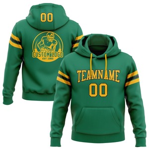 Custom Stitched Kelly Green Gold-<b>White</b> Football Pullover Sweatshirt <b>Hoodie</b> - Product Image 1