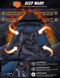 Parka de ski d'hiver 100% coton pour homme Veste de snowboard thermique isolée en polaire résistante à l'eau avec capuche pour imperméable - Product Image 3