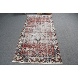 พรมลายตุรกีขนาด 3.37x6 ฟุต สีแดงน้ำเงินลายทางวินเทจ ทำจากขนสัตว์ - Product Image 3