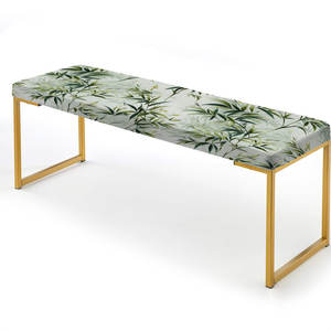 Bambou Zen Motif Tropical Or Banc Élégant Meuble de Salon Rembourré - Product Image 1