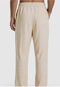 Men <b>Linen</b> Casual Straight Leg <b>Pants</b> <b>Drawstring</b> Waist Loose Fit Lightweight Summer Lounge Trousers Men s Summer Trousers - Product Image 3