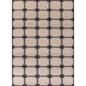 Tapis en laine tissée plate beige et marron classiques faits à la main Alhambra ADWL-13125 pour usage domestique - pour couloir rectangulaire ou chambre à coucher - Product Image 1