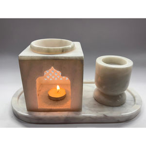Wholesale Marble Tray Decorated Tea Light Holder Metal <b>Candle</b> Holder and Lantern for Home Festivals - Product Image 3
